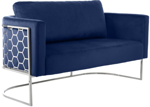 Meridian Furniture Casa Navy/Chrome Velvet Loveseat-0