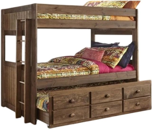American Wholesale Furniture Chestnut Full Over Full Bunk Bed-0