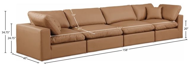 Meridian Furniture Comfy 4-Piece Cognac Modular Sectional Sofa-3