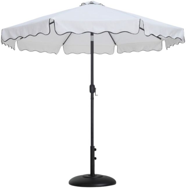 Meridian Furniture Amalfi White/Matte Black/Black Aluminum Outdoor Patio Umbrella and Round Base-0
