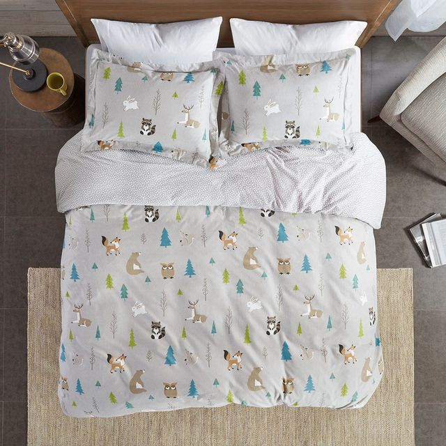 Olliix by True North by Sleep Philosophy Woodland Creatures Cozy Flannel Duvet Set-3