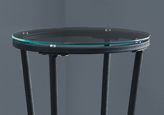 Monarch Specialties Inc. Glass Top Accent Table with Hammered Black Metal Legs-2