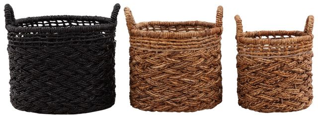 Dovetail Furniture Fitzroy 3-Piece Black/Natural Basket Set-0