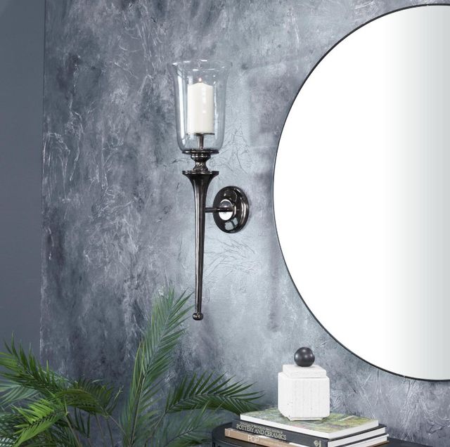 Deco Marche Black Single Candle Wall Sconce-4