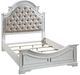 ACME Furniture Florian Antique White/Beige Queen Upholstered Panel Bed-0