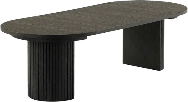 Transformer Table Transformer Dark Gray/Smoked Hickory Round Extendable Dining Table-1