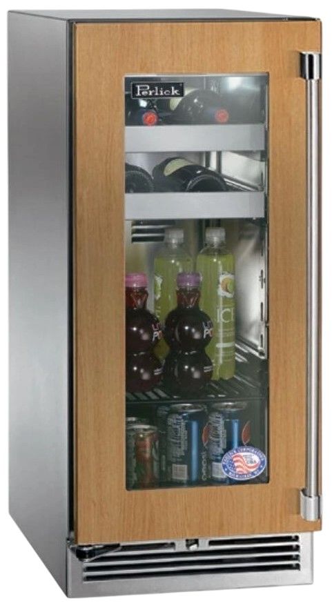 Perlick® Marine & Coastal Series 15" 2.8 Cu. Ft. Panel Ready Glass Door Built-In Beverage Center-0