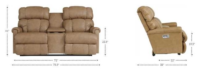 La-Z-Boy® Pinnacle Umber Leather Power Wall Reclining Loveseat with Console, Headrest, and Lumbar-2