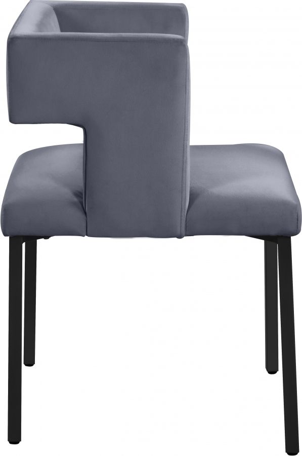 Meridian Furniture Caleb Grey/Matte Black Velvet Dining Chair-2