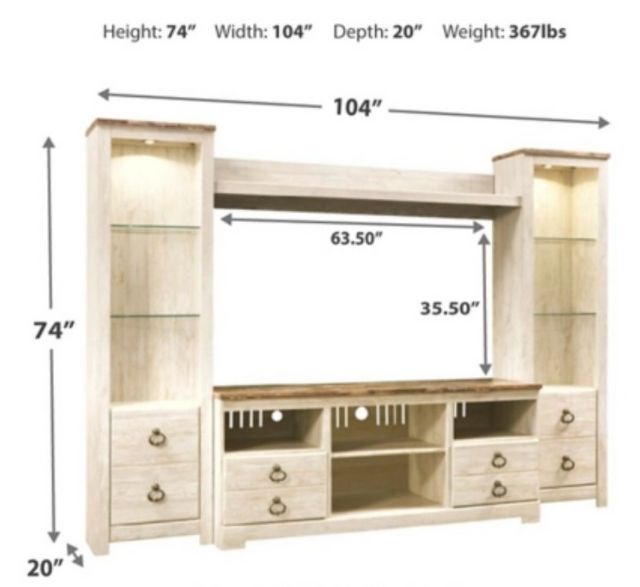 Signature Design by Ashley® Willowton 4-Piece Whitewash Entertainment Center-4