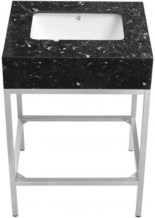 Meridian Furniture Marmo Black/Brushed Chrome 24" Bathroom Vanity-1