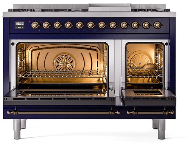 Ilve® Nostalgie II Series 48" Midnight Blue Pro Style Dual Fuel Range-2