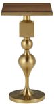 Currey & Company Maeve Walnut Accent Table with Brushed Brass Base-1