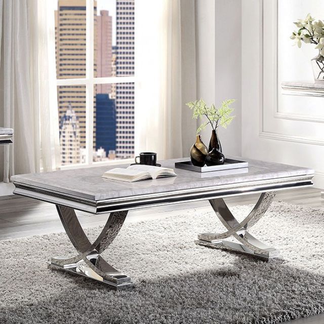 Furniture of America® Wettingen Chrome Coffee Table-0