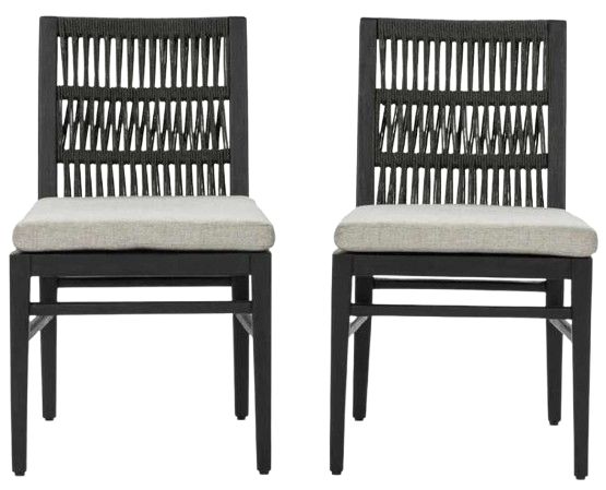 Classic Home Westville Black Olefin/Wooden Outdoor Dining Chair-2