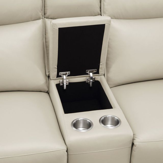 Homelegance® Maroni Taupe Double Power Reclining Loveseat with Center Console and Power Headrests-4