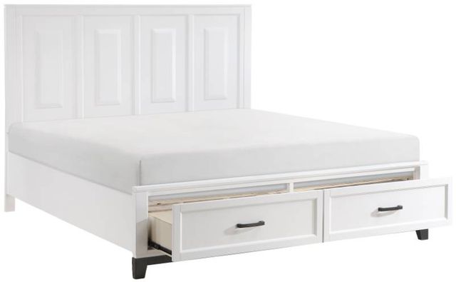 Homelegance® Garretson Metallic Gray/White Eastern King Panel Bed with Footboard Storage-3