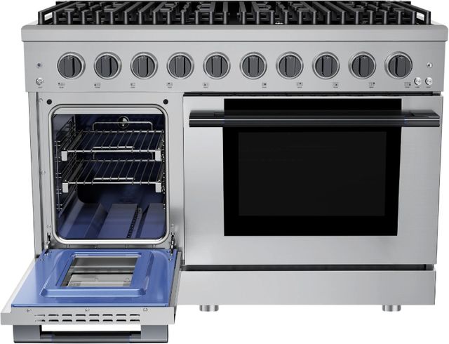 Hauslane HausPro 48" Stainless Steel Pro-Style Gas Range with Black Stainless Steel Knobs-2