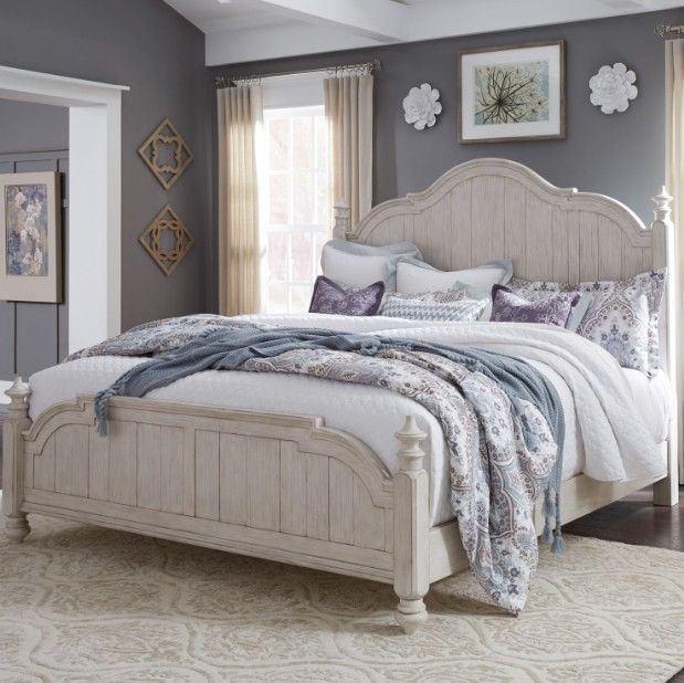 Liberty Furniture Farmhouse Reimagined Antique White King Poster Bed-1