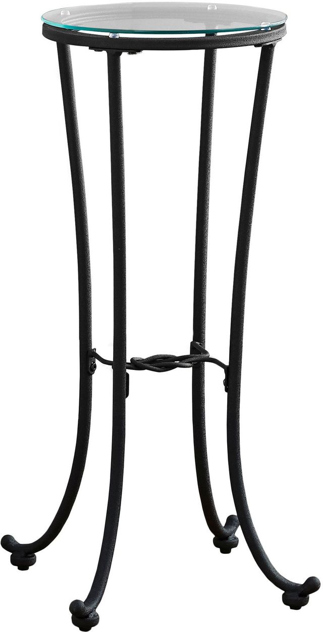 Monarch Specialties Inc. Glass Top Accent Table with Hammered Black Metal Legs-0