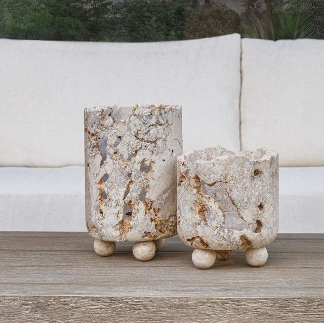 Uttermost® Quarried Stone 2-Piece White Indoor-Outdoor Candleholders-4