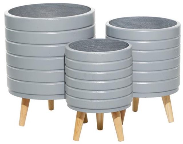 Deco Marche 3-Piece Gray 10" Planter Set-2