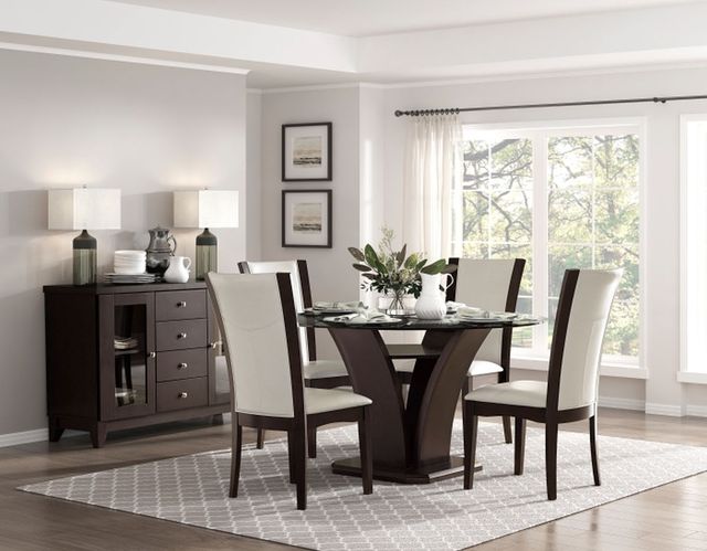 Mazin Furniture Daisy Glass Top Round Dining Table with Espresso Base-3