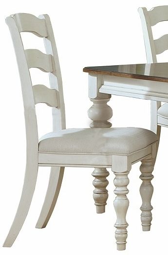 HH2 Home Pine Island 5-Piece Old White Dining Set with Dark Pine Tabletop and Ladderback Chairs-1