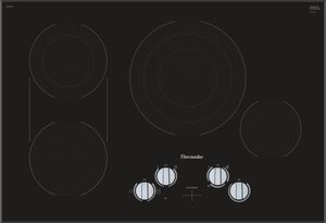 Front view of the Thermador® Masterpiece® 30" Black Electric Cooktop
