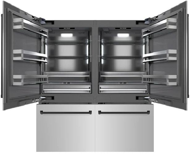 ZLINE Autograph Edition 72" 39.6 Cu. Ft. Stainless Steel Built In French Door Refrigerator with Graphite Gray Interior and Matte Black Accents-1