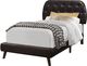 Monarch Specialties Inc. Brown Leather Look with Wood Leg Twin Bed-0