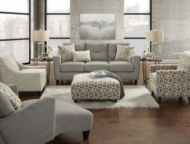 Fusion Furniture Macon Galaxy Gray/White/Yellow Cocktail Ottoman-1