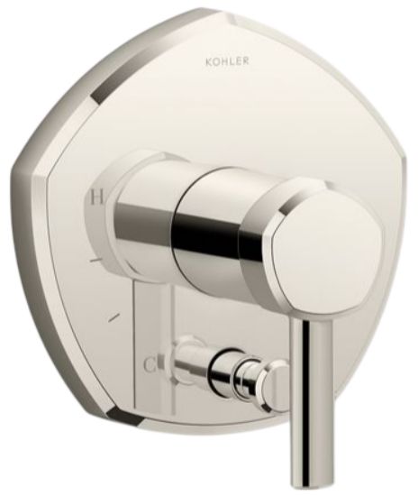 KOHLER® Occasion® Rite-Temp® Vibrant Polished Nickel Valve Trim with Push-Button Diverter and Lever Handle-0