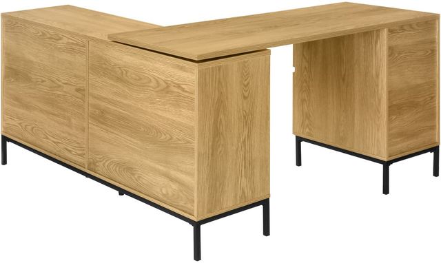 Monarch Specialties Inc. Light Oak L-Shaped Office Desk-2