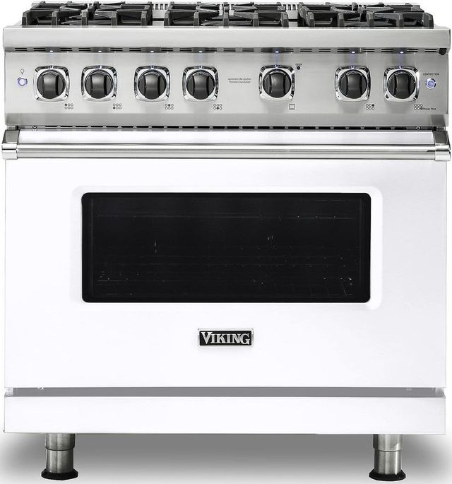 Viking® 5 Series 36" White Pro Style Natural Gas Range-0
