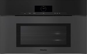 Front view of the Miele 30" Obsidian Matte Black Steam Oven