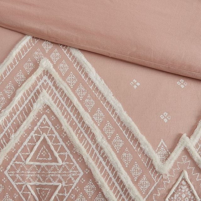 Olliix by INK+IVY Marta 3 Piece Blush Full/Queen Flax and Cotton Blended Comforter Set-3