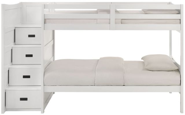Elements International Sami White Youth Twin Over Twin Step Bunk Bed with Left Headboard-1