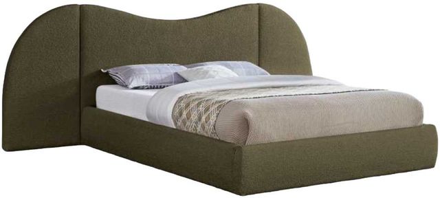 Meridian Furniture Everest Olive King Boucle Fabric Upholstered Panel Bed-0