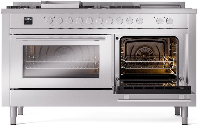 Ilve® Professional Plus II 60" Stainless Steel Pro Style Dual Fuel Range-3
