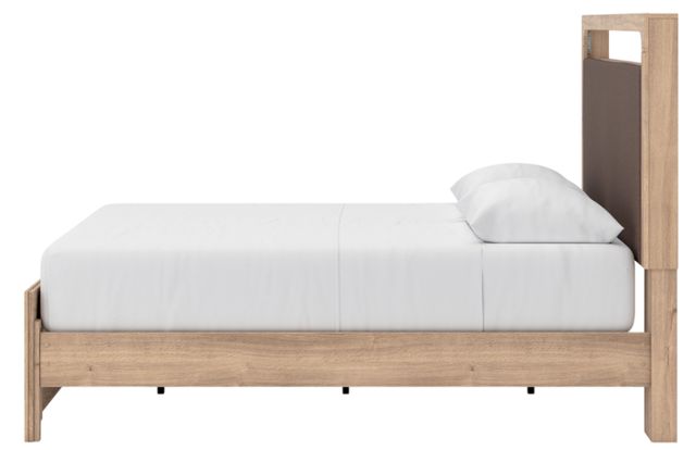 Signature Design by Ashley® Hollymount Tan Queen Upholstered Platform Bed-2