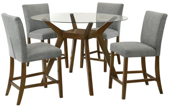 Coaster® Paxton 5-Piece Brown/Gray Round Counter Dining Table Set-0