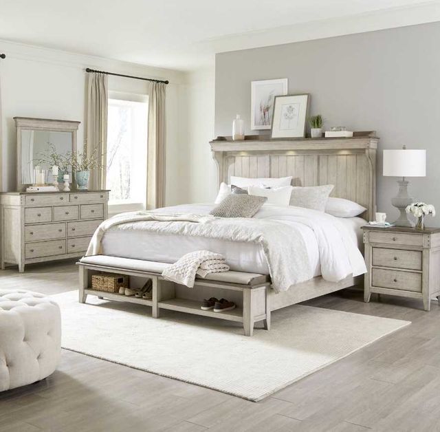 Liberty Furniture Ivy Hollow 4-Piece Dusty Taupe/Weathered Linen California King Mantle Storage Bedroom Set-1