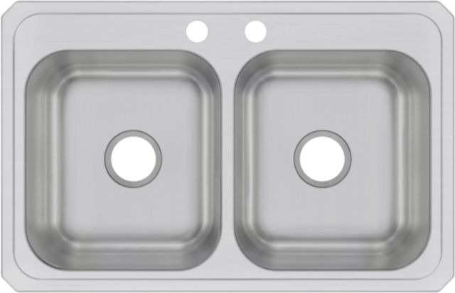 Elkay Celebrity® Brushed Satin 33" x 21-1/4" x 6-7/8" 2-Hole Equal Double Bowl Drop-In Sink-0