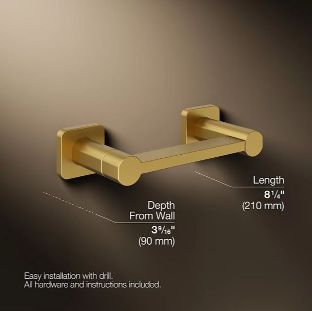 KOHLER® Parallel® Vibrant Brushed Moderne Brass Pivoting Toilet Paper Holder-2