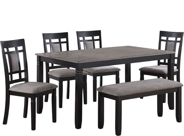 Crown Mark Paige 6-Piece Black/Light Gray Dining Set-0