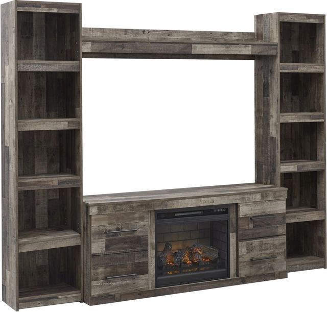 Signature Design by Ashley® Derekson 4-Piece Multi Gray Entertainment Center with Electric Fireplace-0
