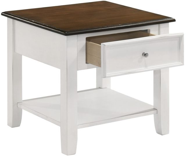 New Classic® Home Furnishings Evander Cream End Table with Brown Top -3