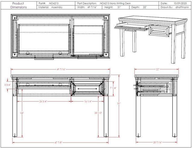 Legends Home Nora Seal Skin/Whiskey 49" Writing Desk-2