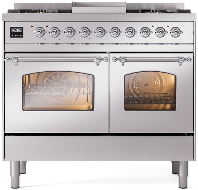 Ilve® Nostalgie II Series 40" Stainless Steel Pro Style Dual Fuel Range-0